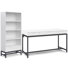 Wilmington Solid Wood Industrial 60 Inch Wide Desk With 30 Inch Wide Bookcase In White (set Of 2)