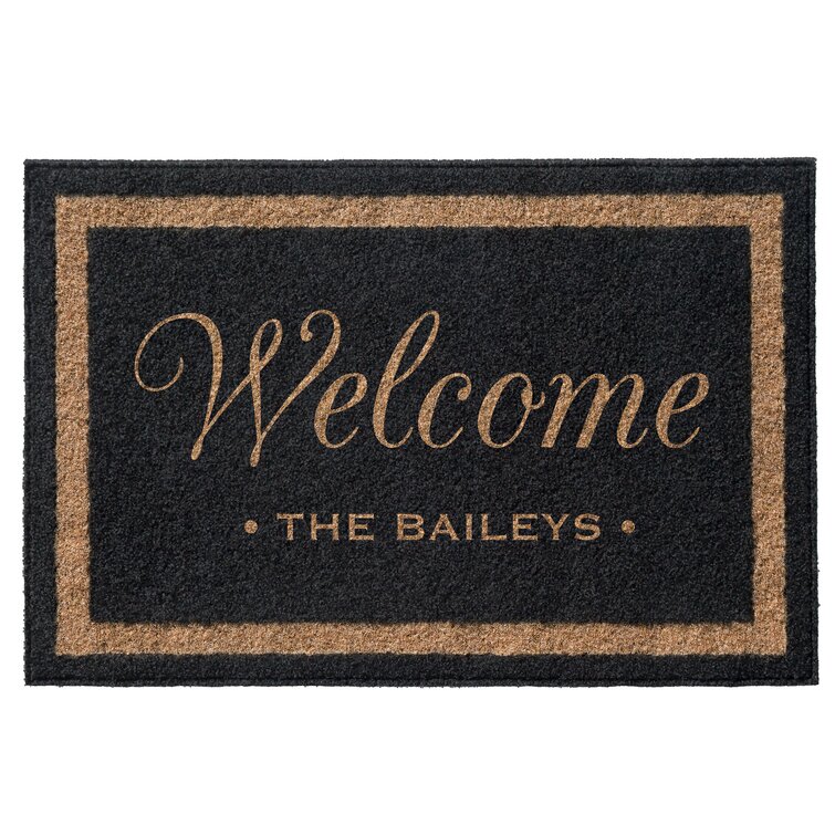 Boalt All-Weather Personalized Non-Slip Outdoor Door Mat Canora Grey Color: Black, Customize: Yes