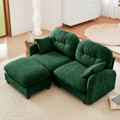 74" Chenille Cloud Sofa With Ottoman