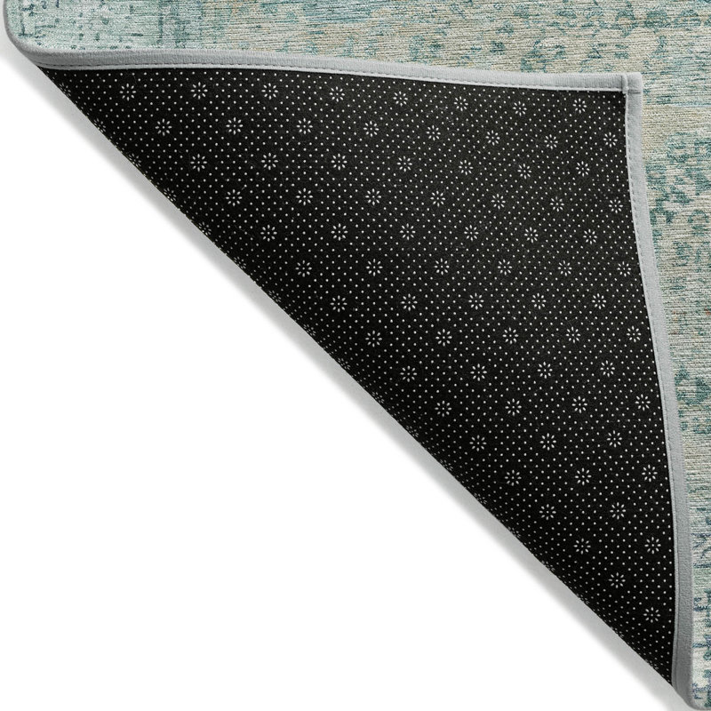 Tapis turquoise intérieur / extérieur lavable à la machine, Rectangulaire 8 pi x 10 pi