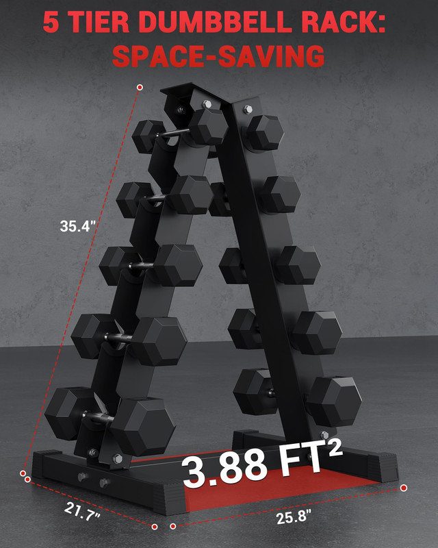 Ensemble d'haltères en caoutchouc 350 lb avec support de rangement robuste - poids en fonte pour la gymnastique à domicile