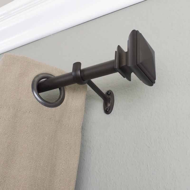 Fleurette Metal Adjustable Single Curtain Rod, 36" - 72" W, Copper