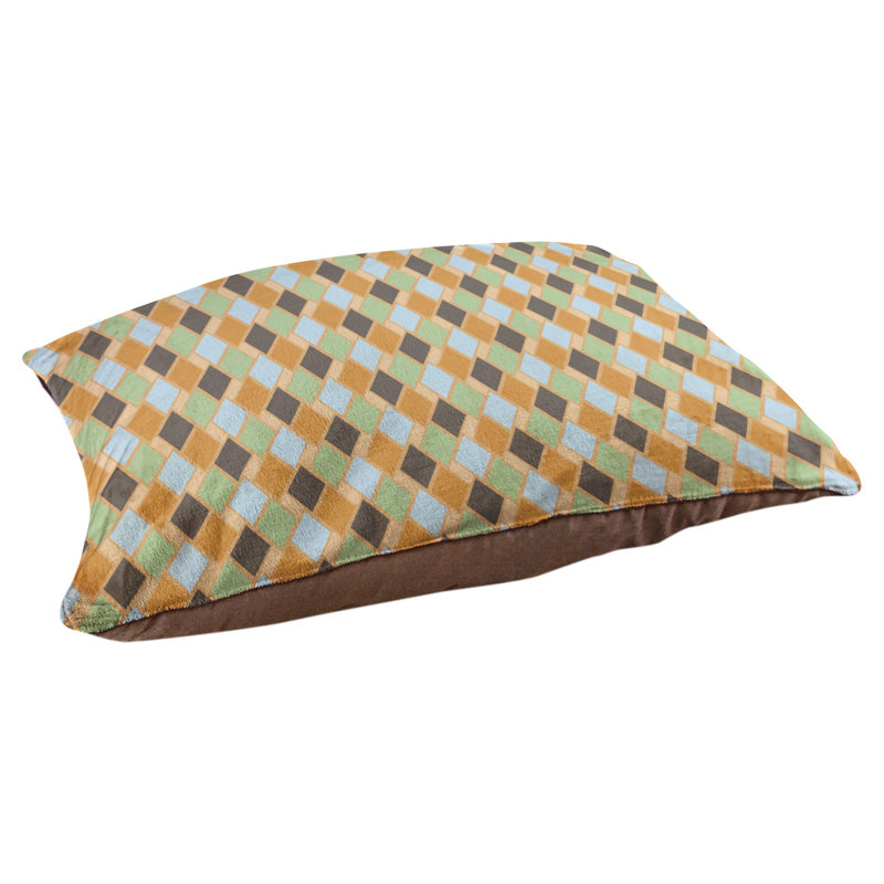 Coussin de diamants rétro Byrge, Grand (l 42,5 po x P 32,5 po x H 14 po), Kaki / bleu clair foncé