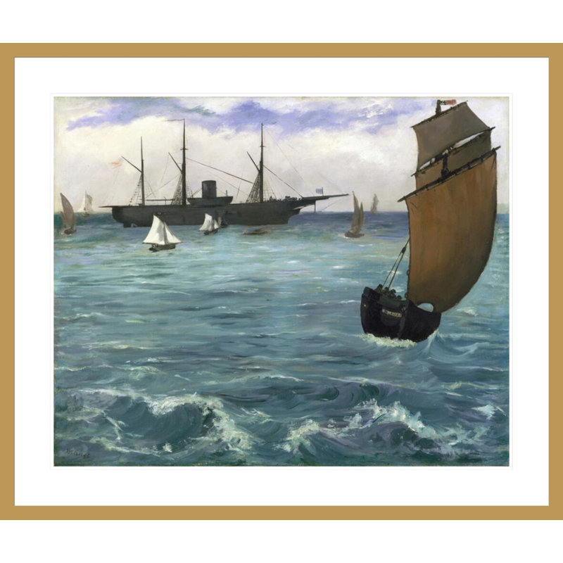 «The Kearsarge» à Boulogne par Édrede Manet, impression giclée sur cadre, H 33,5 po x l 39,52 po