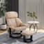 Avec fauteuil inclinable avec fonction de massage et repose-pieds, pivotant à 360 ° avec fauteuil inclinable et repose-pieds, fauteuil vibrant inclinable en cuir PU avec poche latérale et télécommande, 10 points, beige