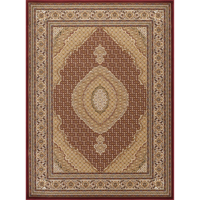 Tapis rouge victorien de luxe rouge avec motifs à motif de poissons et de coton 10 po X 6 motif de médaillon classique, velours, doux sous les pieds