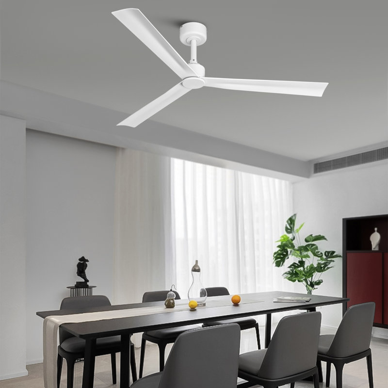 50" Modern White Propeller Ceiling Fan without Lights, Remote Control Included, 6-Speed Reversible DC Motor, Timer
