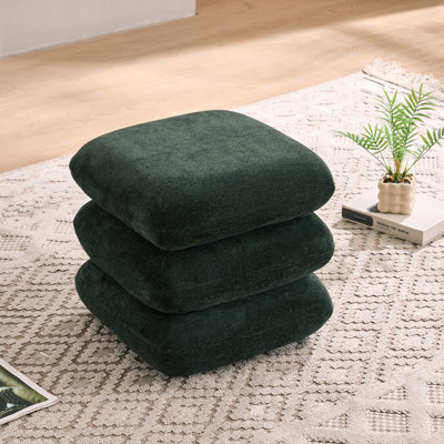 Modern Upholstered Square Swivel-Top Ottoman
