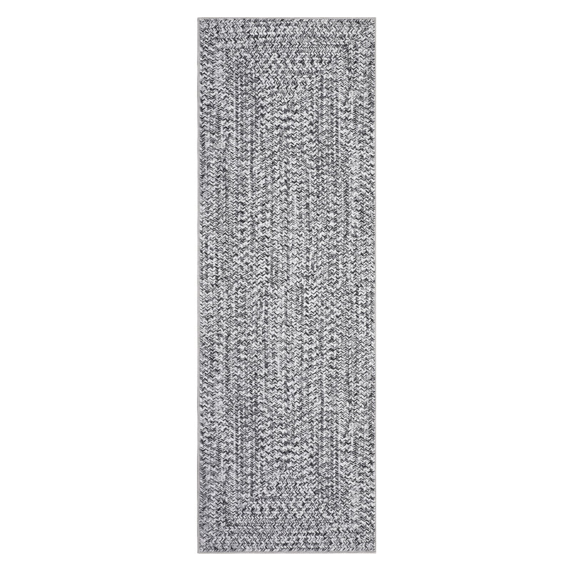 Braided Printed Texture Machine Washable Rug with Rubber Backing for Living Room Non-Slip Dining Room Rug Easy-Cleaning Floor Carpet for Bedroom