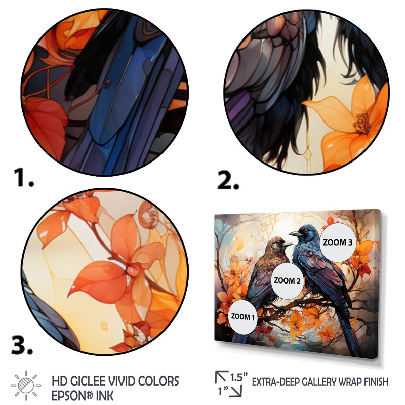 Corbeau Regal Renaissance I - animaux, impressions sur toile, H 12 po x l 20 po, Cadre flottant blanc