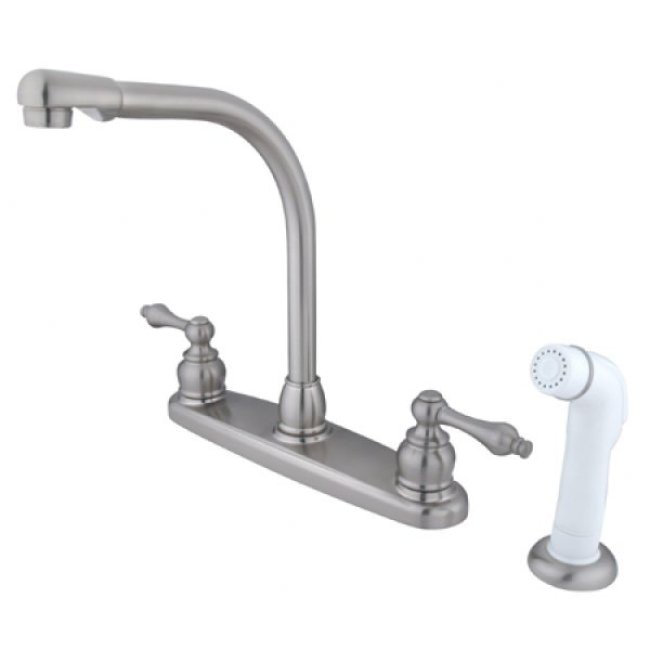 Victorian Hot & Cold Water Dispenser with Side Spray, Brushed Nickel/Polished Brass