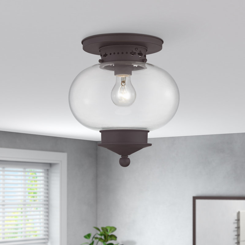 Plafonnier semi-encastré Shielo, Bronze, H 9,75 po x l 9,5 po