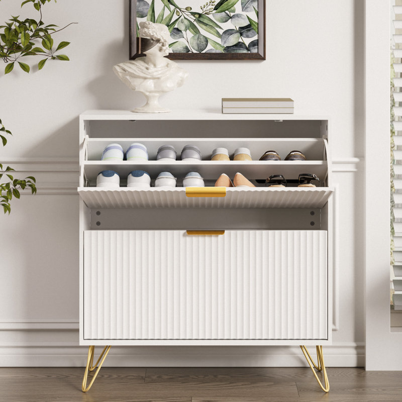 12 Pair Shoe Storage Cabinet, White