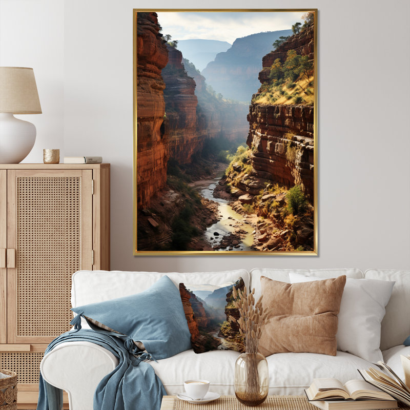 «Bander Canyon Reverie Empling I», reproduction sur toile, Cadre flottant doré, H 20 po x l 12 po x P 1 po
