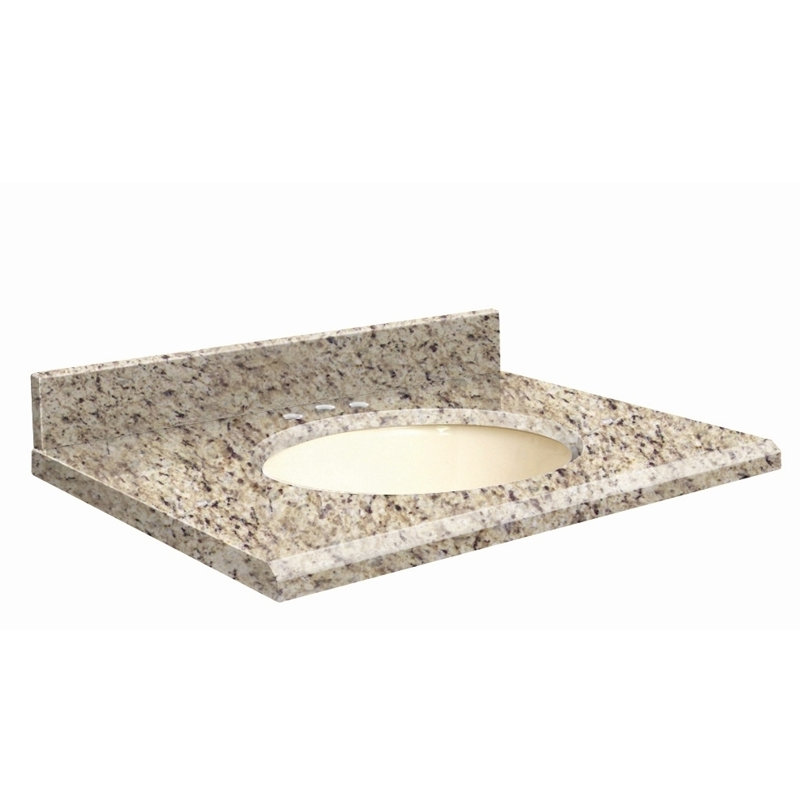 Dessus de salle de bain simple 49 po meuble-lavabo, Biscuit, Central de 4 po, Perle bleue