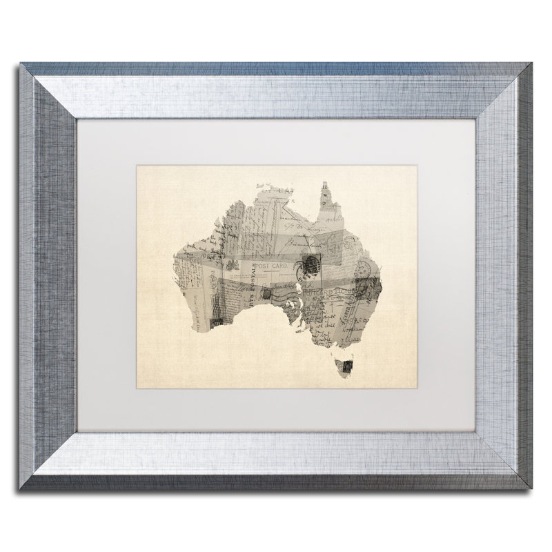« australia carte postale » par michael tompsett, impression encadrée sur toile, H 16 po x l 20 po x P 0,5 po, Blanc