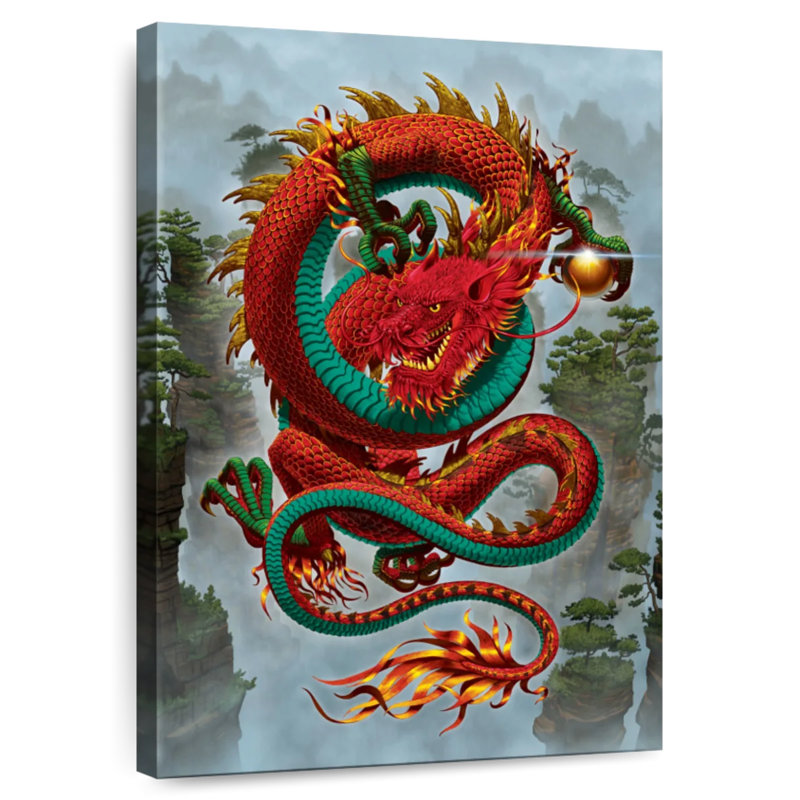 Brampt Good Fortune Dragon Red, 30" H x 20" W