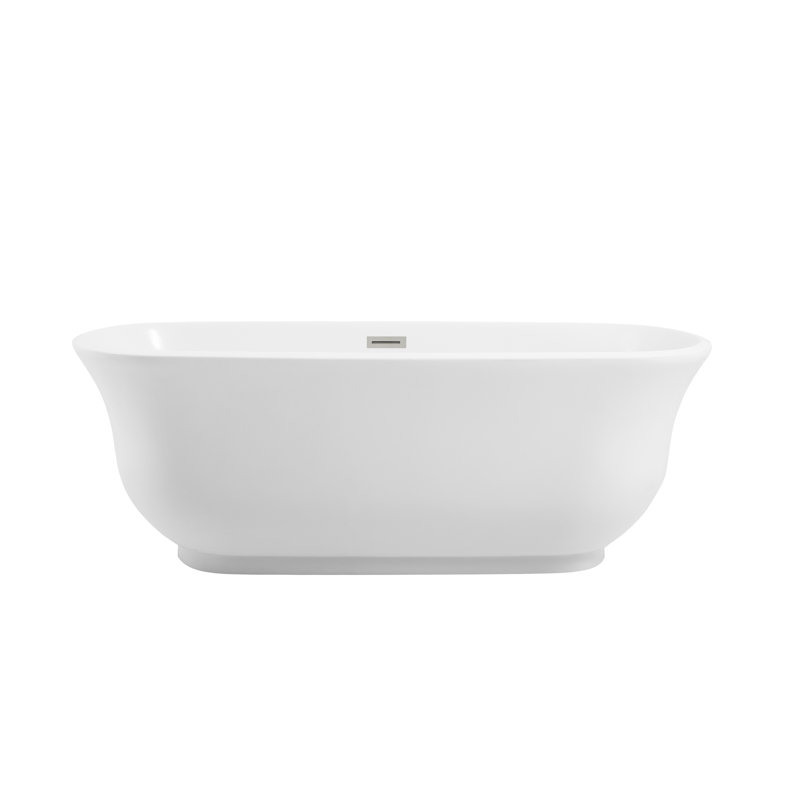 Chaylynn 67'' x 31'' Soaking Acrylic Bathtub, Brushed Nickel