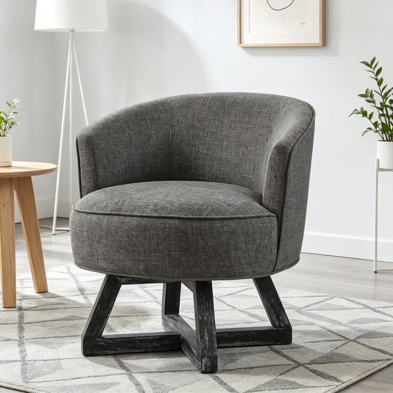 Chaise pivotante avec base en bois en forme de croix, Dark Gray