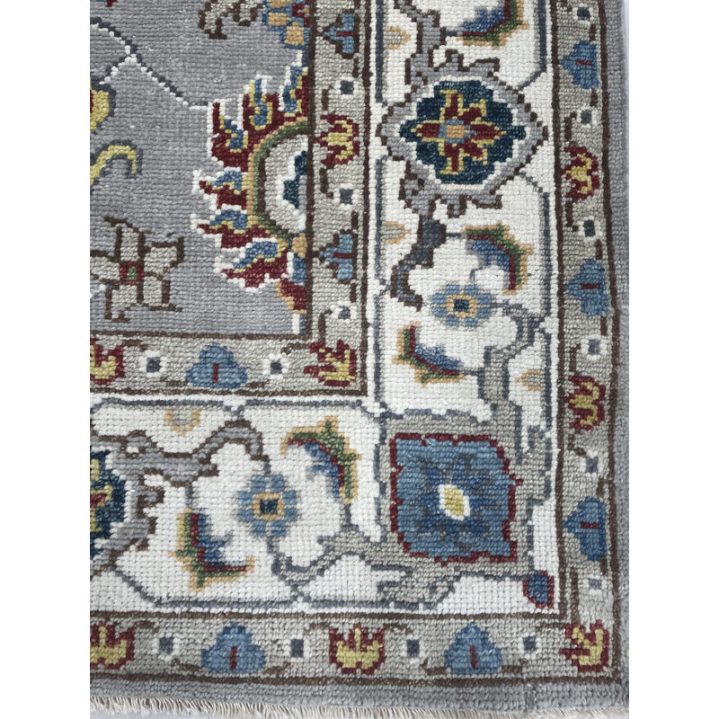 8x10 Grey Hand-Knotted Wool Floral Symmetry Classic Traditional Modern Contemporary Carpet Rug