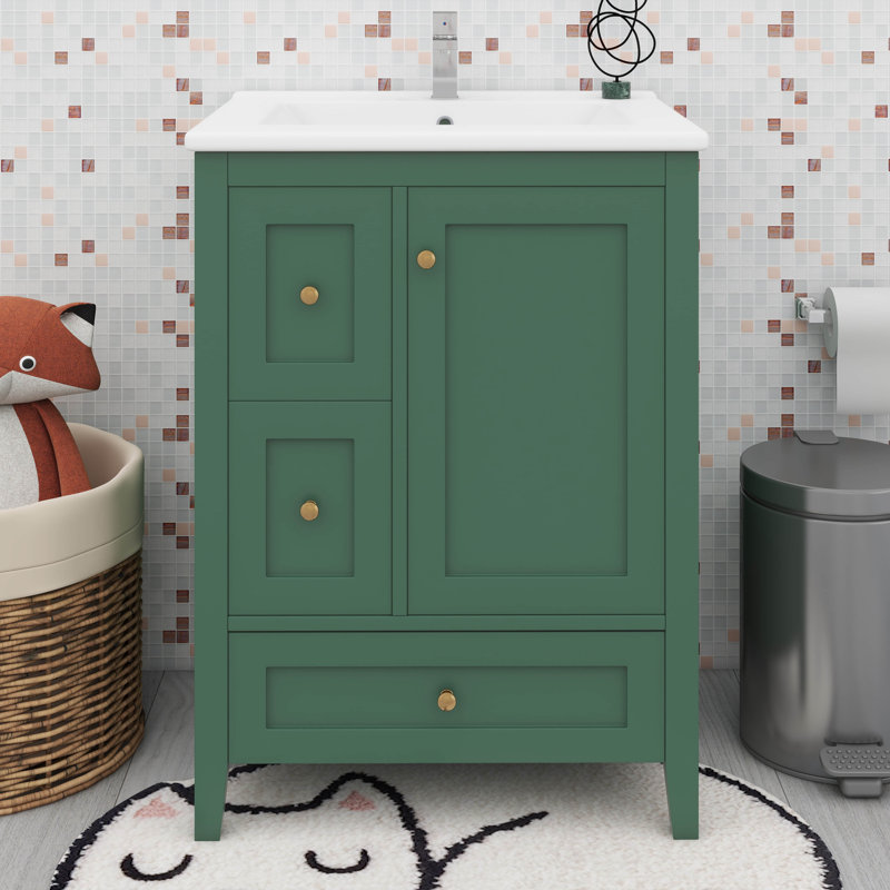 Meuble-lavabo de 24 po avec tablette réglable, Dark Green