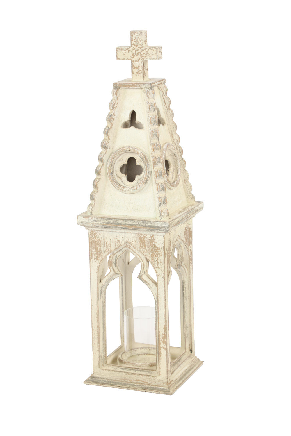 Ophelia & Co. Wooden Standing Decorative Indoor Outdoor White Candle Lantern | Wayfair
