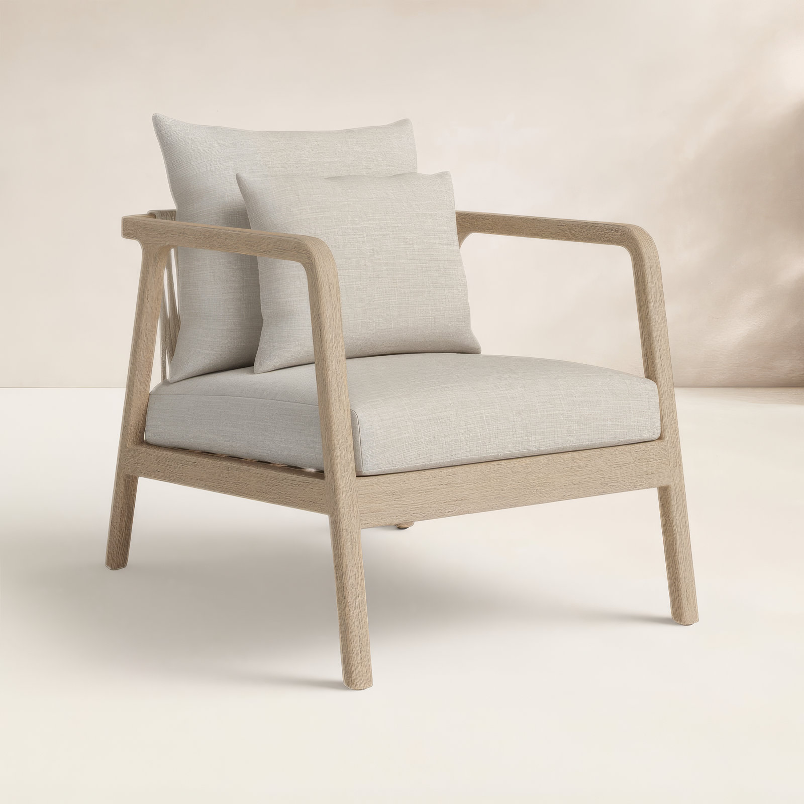 Layne Teak Outdoor Lounge Chair, Brown, Stone Gray