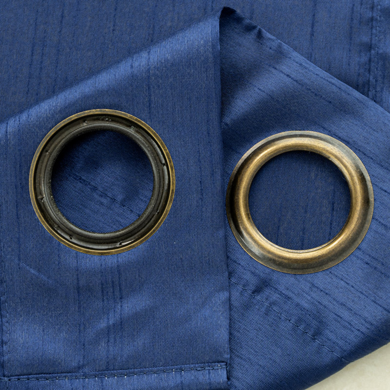 Paire de rideaux en fausse soie Manvik, Bleu marine