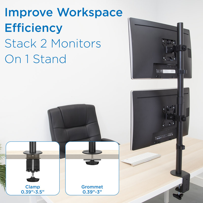 Height Adjustable 2 Screen Monitor Stand
