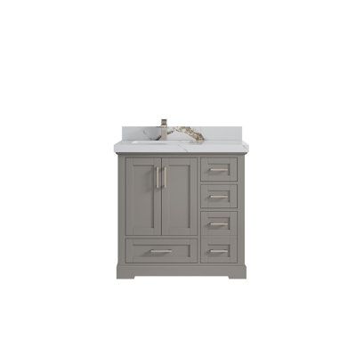 Boston 36 po X P 22 po D Meuble-lavabo décalé gauche en peau d'éléphant