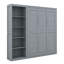 Grand lit escamotable moderne grand format, cadre de lit mural peu encombrant avec tablettes, lit plateforme pliable, armoire intégrée