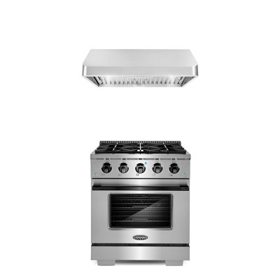 Cosmo 3 Piece Kitchen Appliance Package with 30'' Gas Freestanding Range , and Under Cabinet Range Hood -  COS-3PKG-516