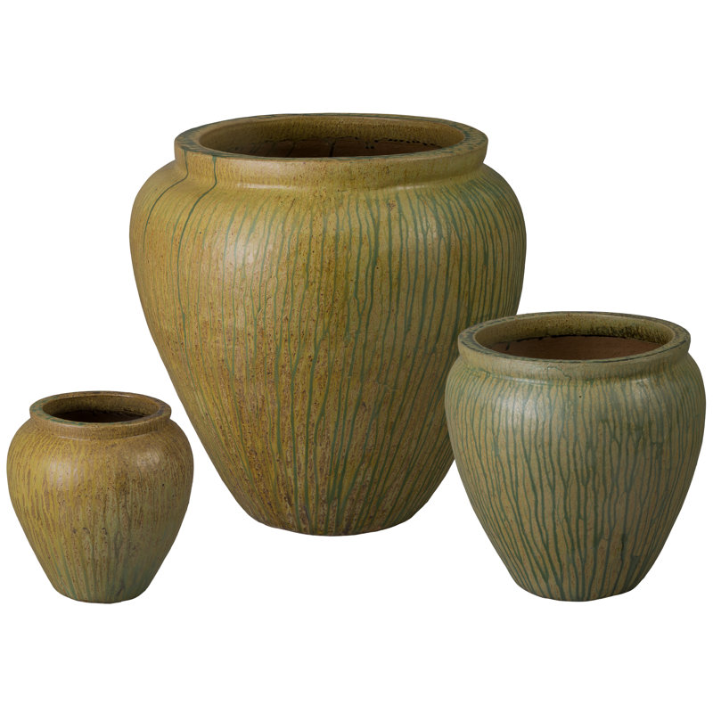 Jardinière ronde en céramique antique vieillie 31 po (L 31 po x l 31 po x H 31 po) avec trou de drainage