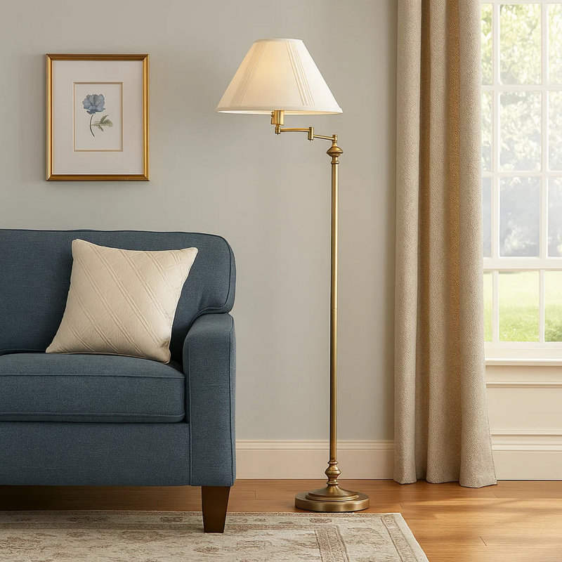 Janessa 59'' Swing Arm Floor Lamp, Gold