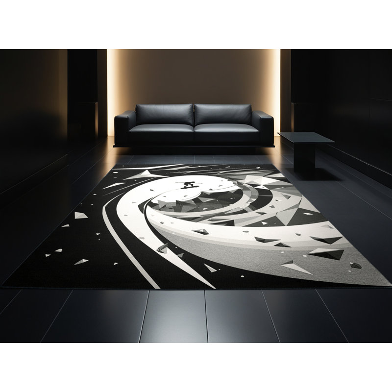 Tapis à motif géométrique doux et moelleux Eisenman, 5 x 7