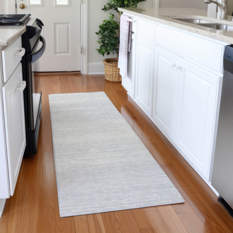 Premium Machine Washable Prisco Silver Rug, Runner 2'3" x 7'6"