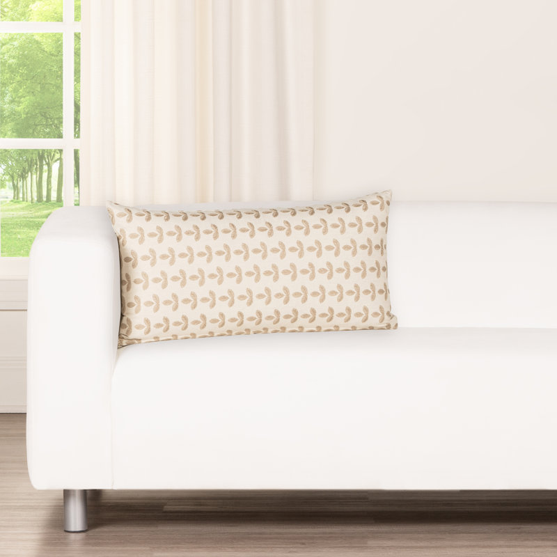 Birch Lane Trillium Throw Pillow Lumbar, Cream Floral, Polyester