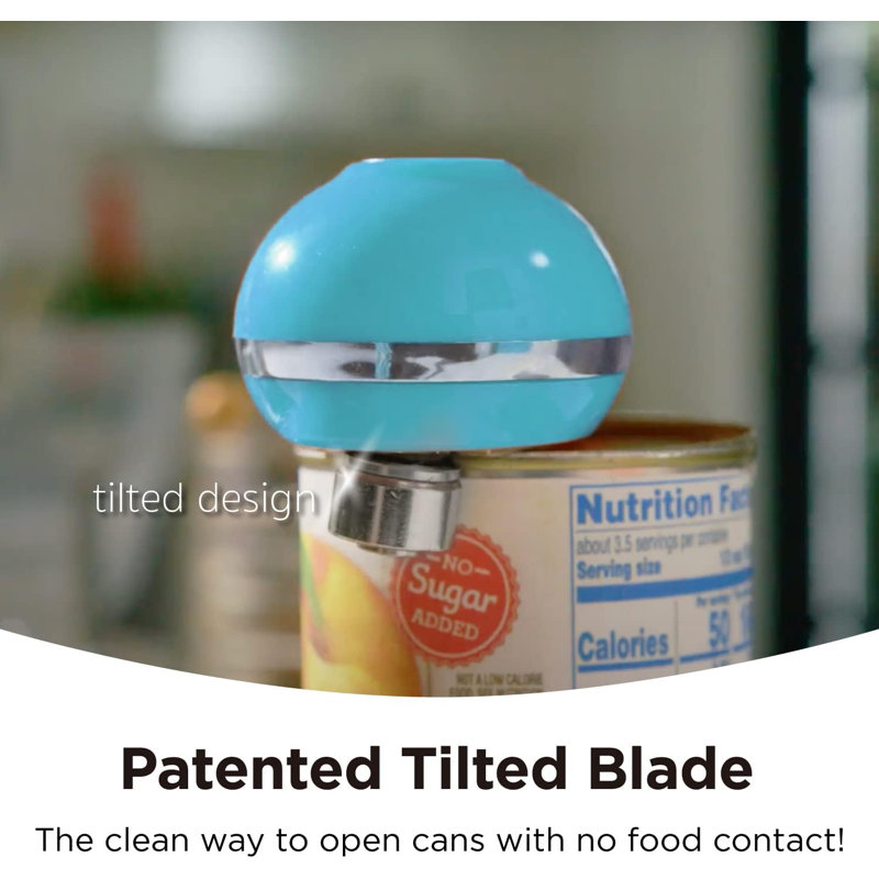 Blue Mini Electric Can Opener with Smooth Edge