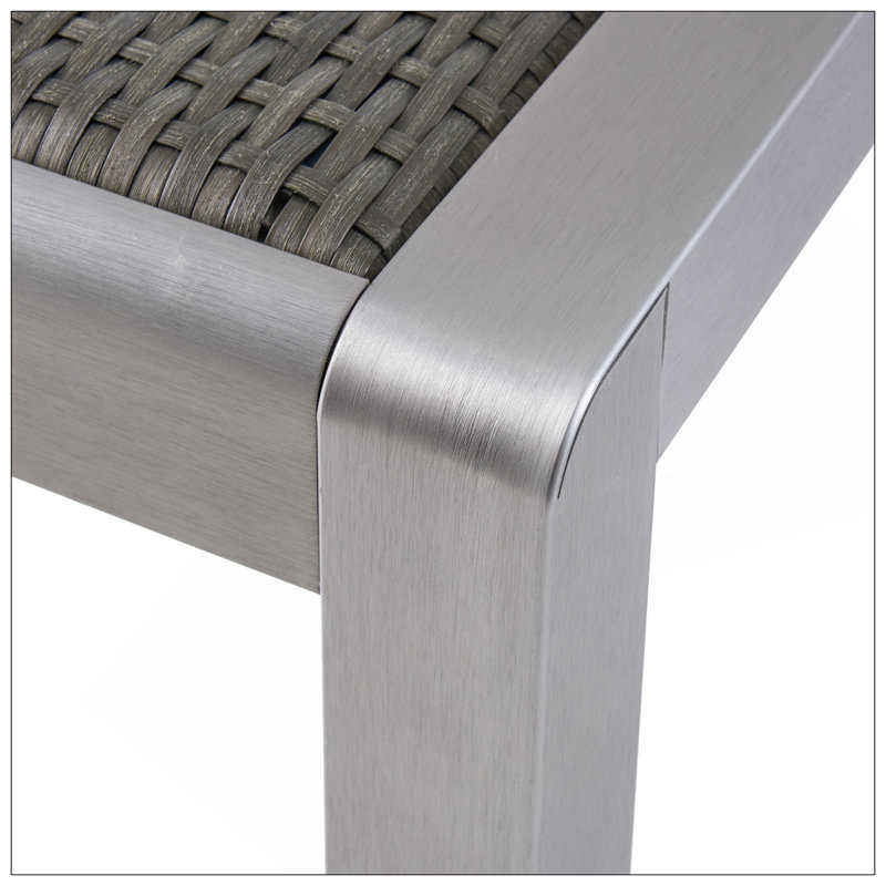 Table de salle à manger d'extérieur - Aluminium anodisé - Plateau en osier - Carré - Argent et gris - 35 po