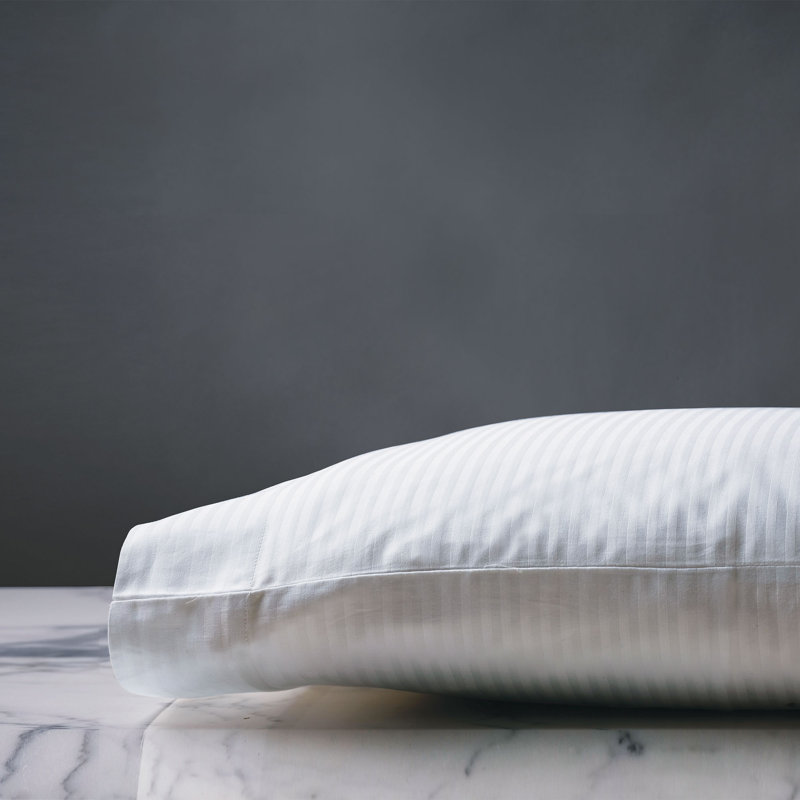 Emilio Egyptian Cotton Jacquard Striped, White, Queen Pillowcase