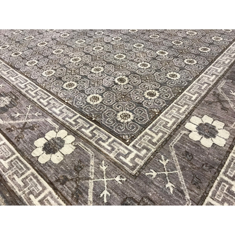 Tapis gris de haute qualité noué à la main