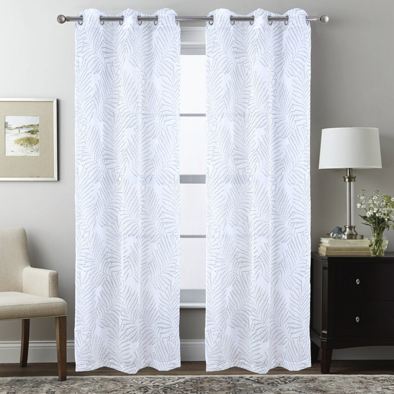 Panneau de rideau de fenêtre semi-transparent Faye, L 54 po x L 84 po, Sauge