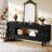 70.9" Console Table, Modern 2-Tier Entryway Table with Storage Drawers, Black