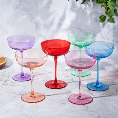 Ensemble de verres coupés colorés | Ensemble de 6 | 7 oz chacun