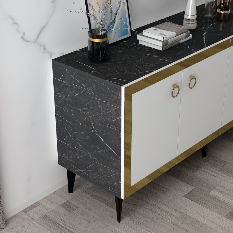 Olivia 150cm Console Table, Beige/Gold
