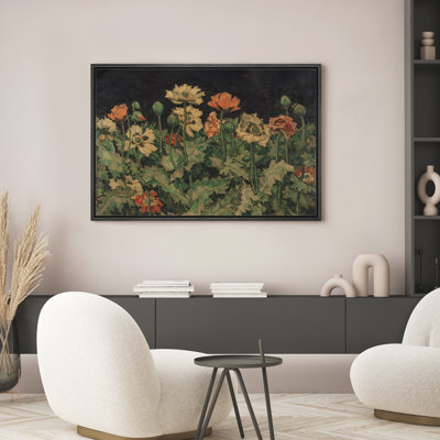 Vintage Floral Garden Still Life Dark Background Botanical Artwork for Living Room Bedroom Framed Canvas Master Bedroom Wall Art Work Print