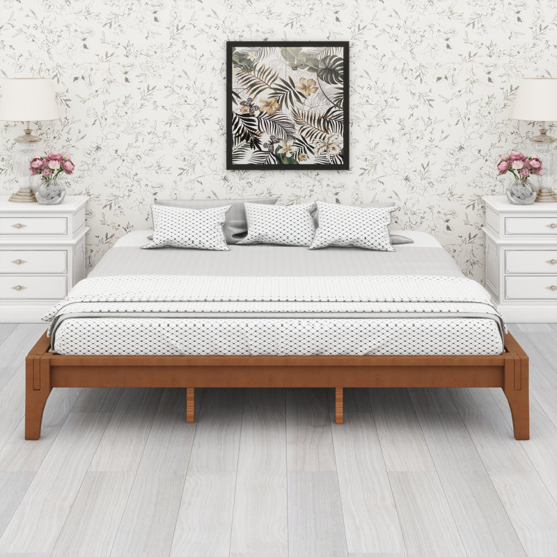 Bamboo Wood Platform Bed Frame, Brown
