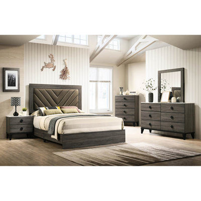 Grand lit en chêne foncé foncé avec fascination rustique, revêtement en tissu, lit d'appoint à assemblage requis, enveloppé, requis