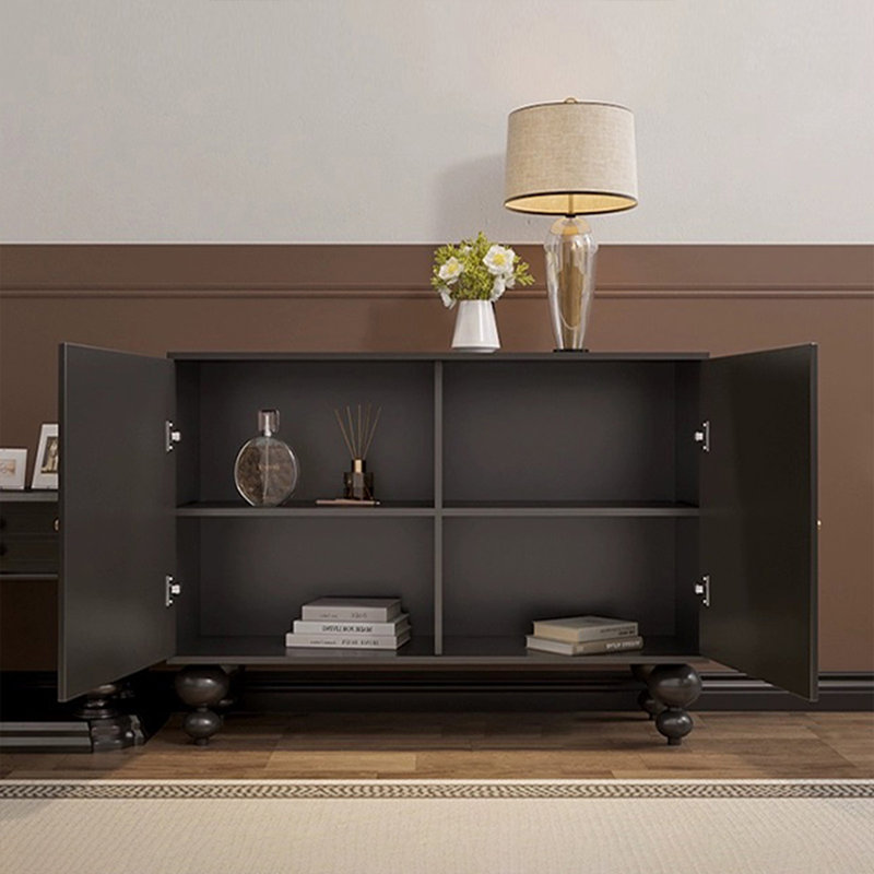 Armoire d'appoint moderne en bois massif, Noir