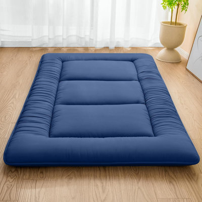 Japanese Futon Mattress,Floor Mattress Thicken Sleeping Mattress Foldable & Portable Roll Up Camping Mattress,Navy by Ebern Designs